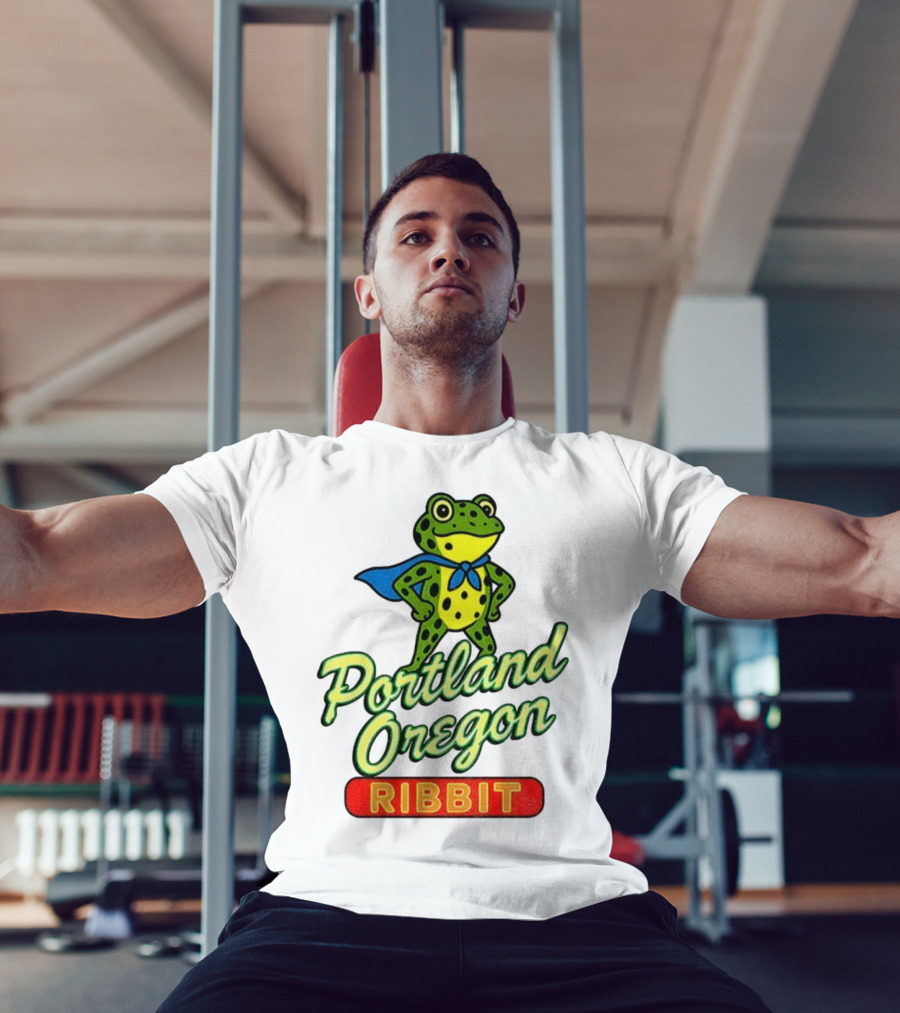 Portland Oregon Ribbit Frog Superhero Retro Style T-Shirt