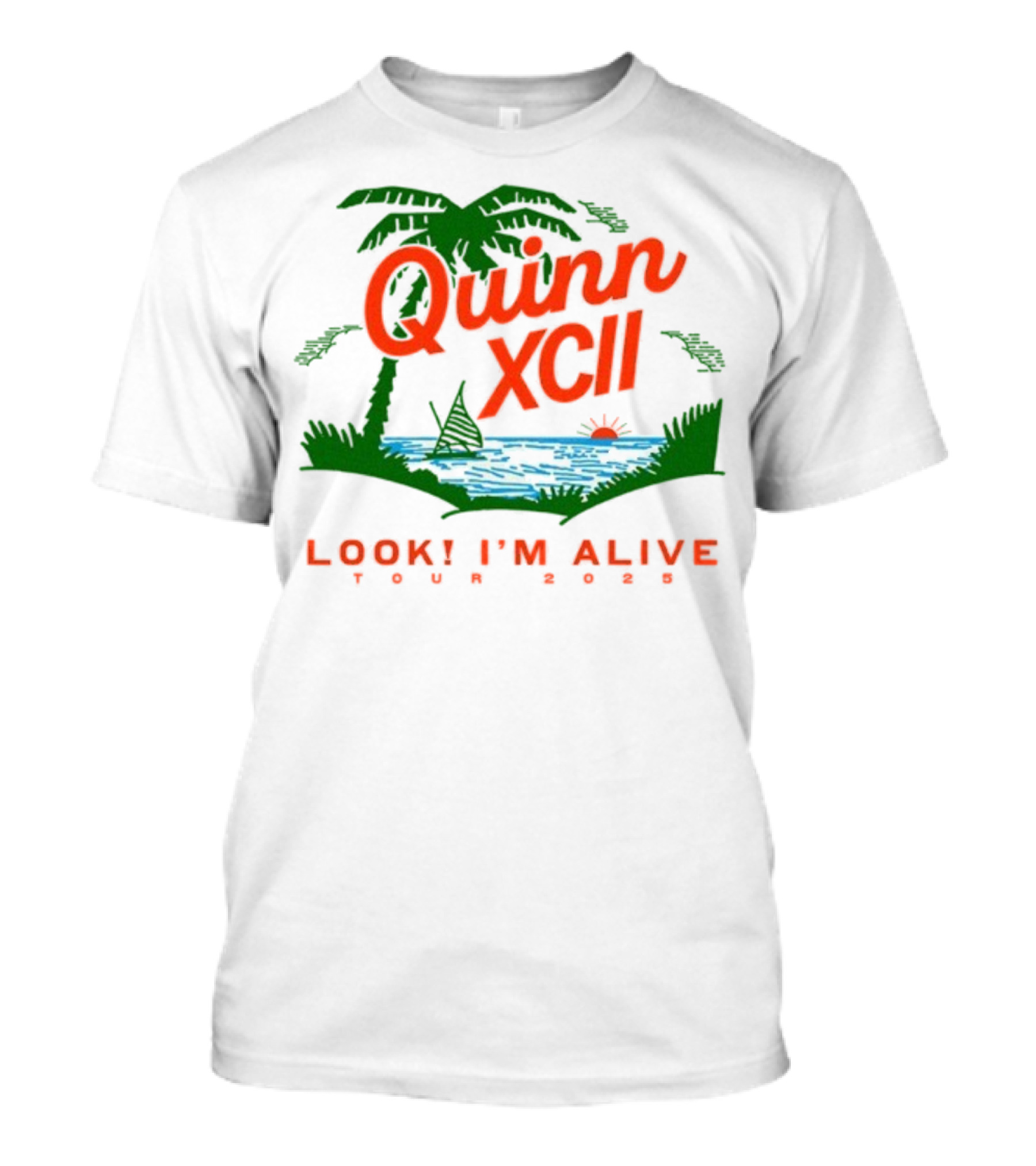 Quinn XCII Look! I’m Alive Tour 2025 Palm Trees Sunset Lake Scene T-Shirt