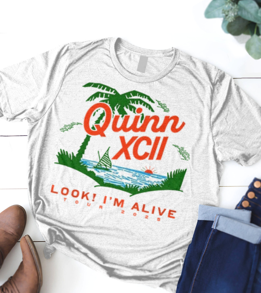 Quinn XCII Look! I’m Alive Tour 2025 Palm Trees Sunset Lake Scene T-Shirt