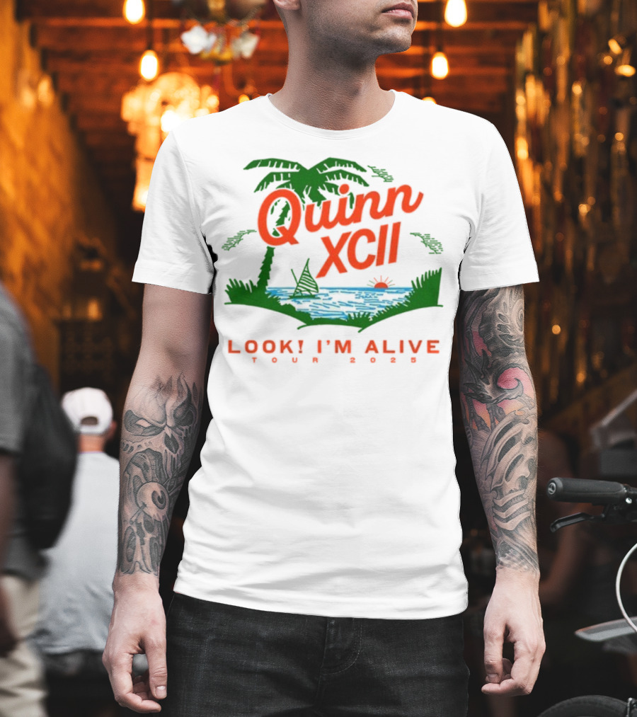 Quinn XCII Look! I’m Alive Tour 2025 Palm Trees Sunset Lake Scene T-Shirt