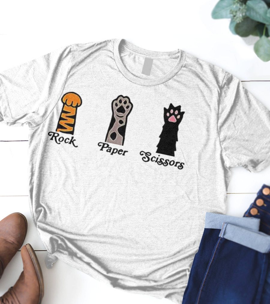 Rock Paper Scissors Cat Paw Love T-Shirt