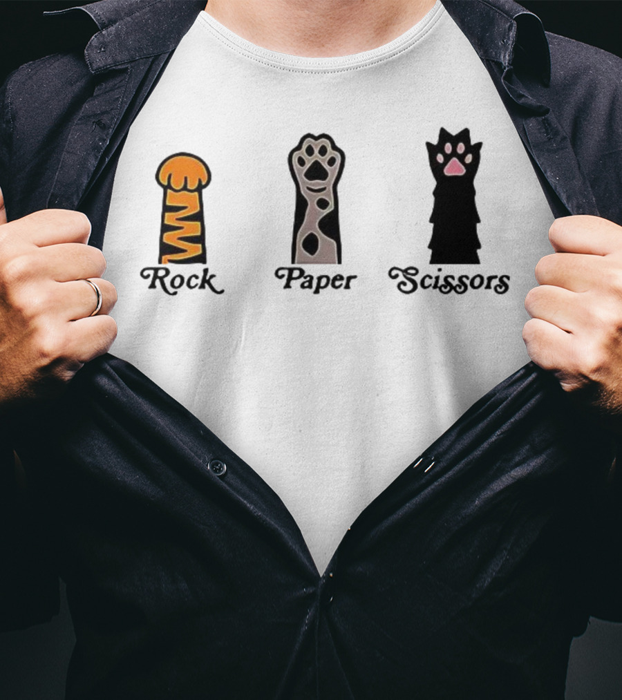 Rock Paper Scissors Cat Paw Love T-Shirt