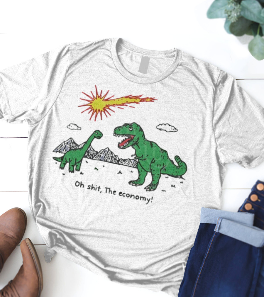 T-rex And Apatosaurus Meteor Impact Oh Shit The Economy T-Shirt