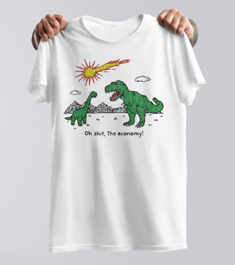 T-rex And Apatosaurus Meteor Impact Oh Shit The Economy T-Shirt
