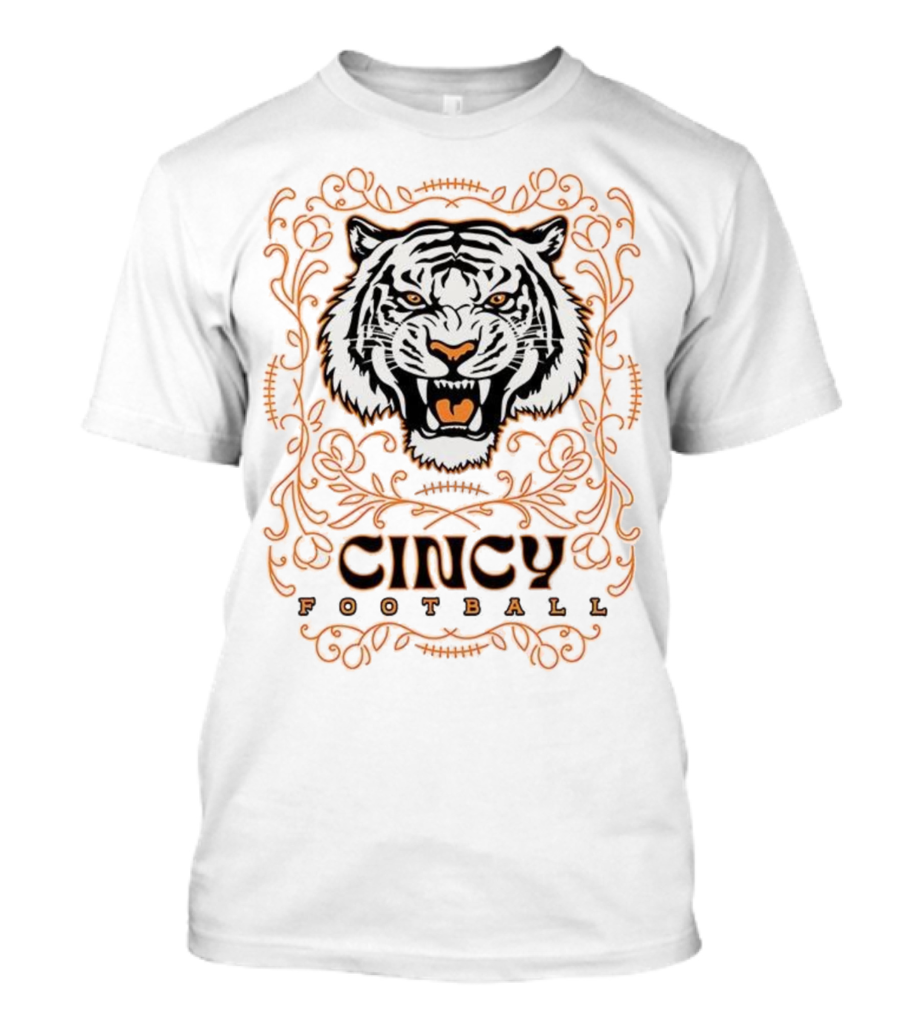 Cincy Football Tiger Roaring Face Frame T-Shirt