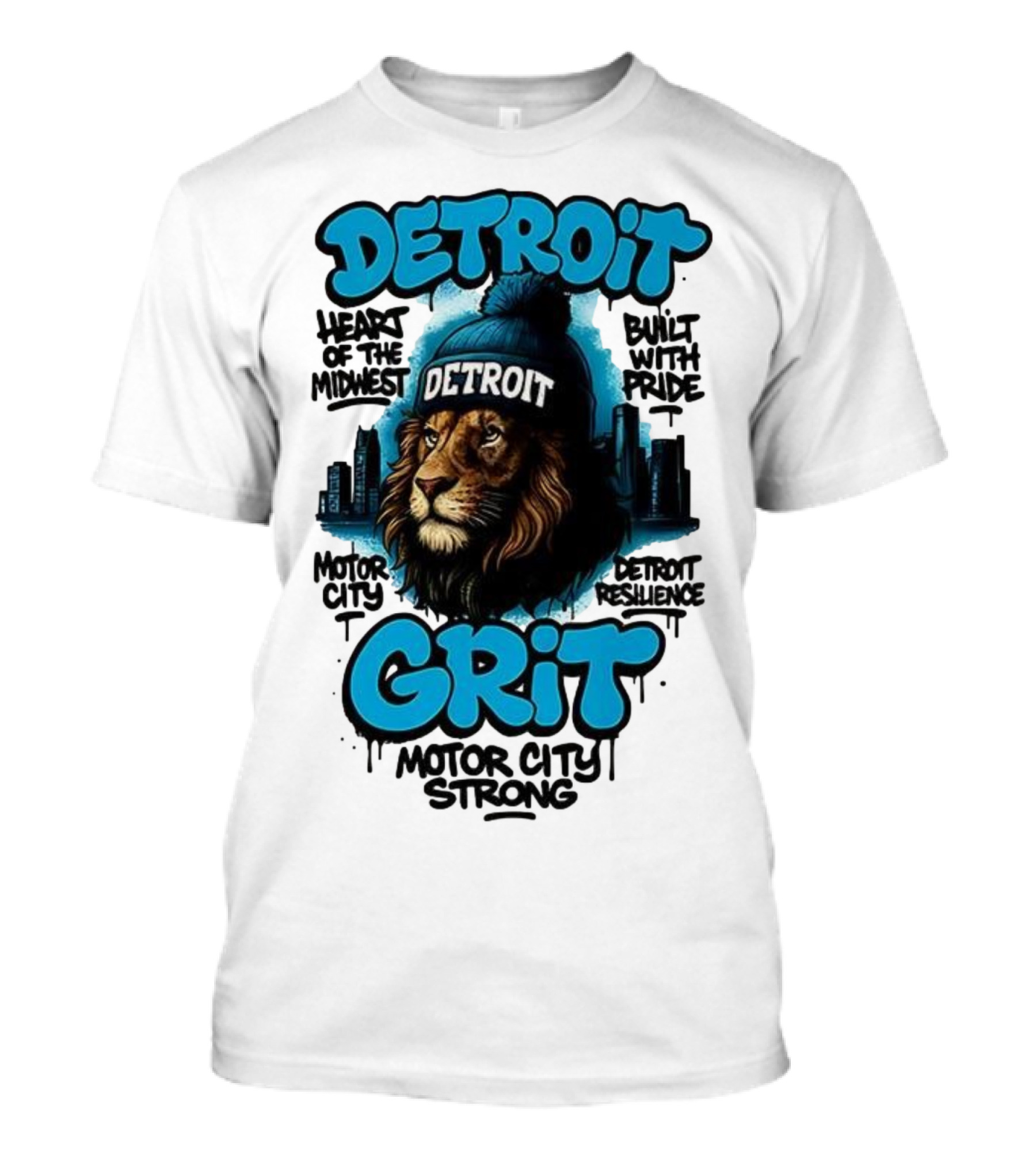 Detroit Grit Motor City Resilience Heart Of The Midwest Bullet With Pride Strong Skyline T-Shirt