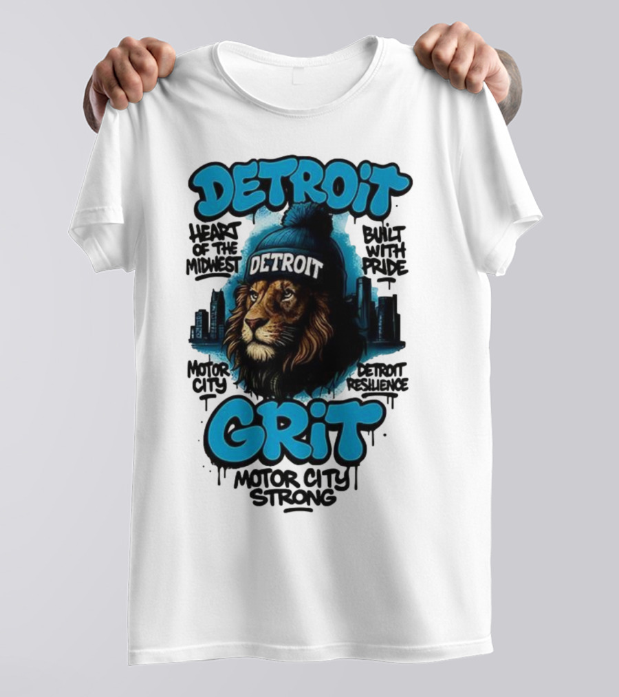 Detroit Grit Motor City Resilience Heart Of The Midwest Bullet With Pride Strong Skyline T-Shirt