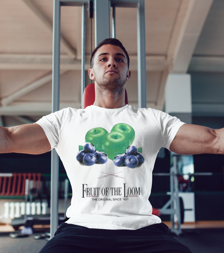Fruit Of The Loom Original Since 1851 Green Apples Blueberries T-Shirt