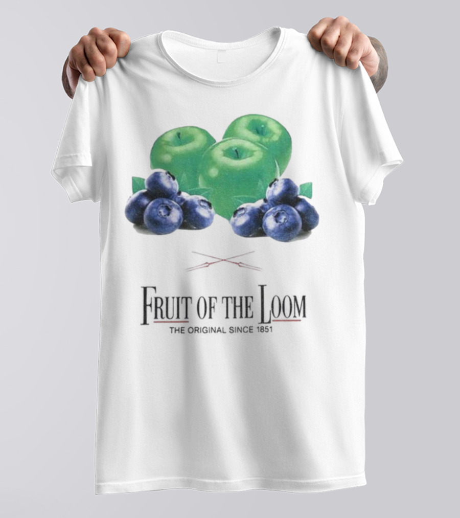 Fruit Of The Loom Original Since 1851 Green Apples Blueberries T-Shirt