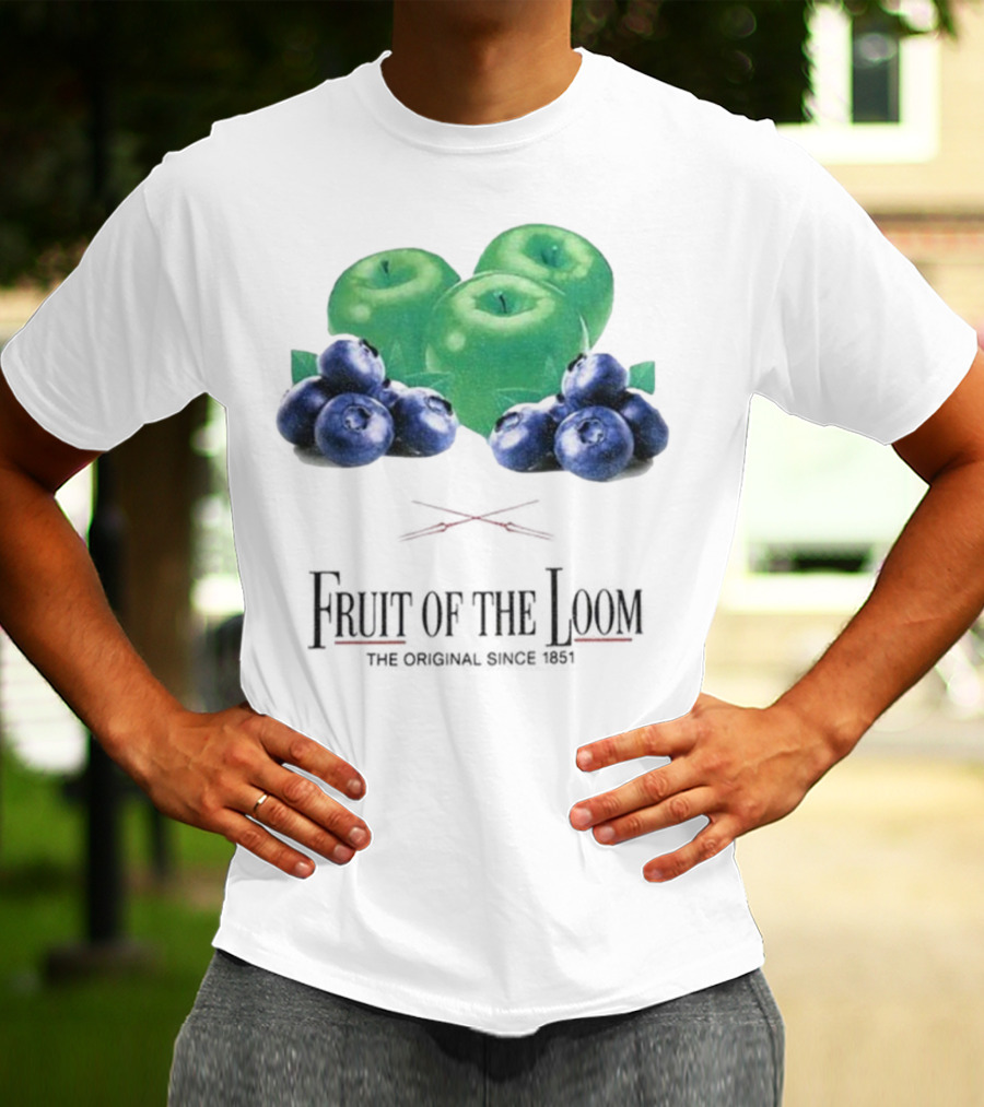 Fruit Of The Loom Original Since 1851 Green Apples Blueberries T-Shirt
