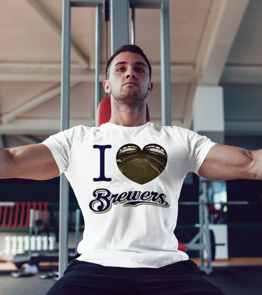 I Love Brewers Heart Stadium Milwaukee MLB T-Shirt