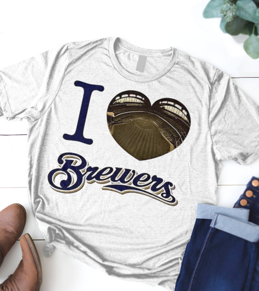 I Love Brewers Heart Stadium Milwaukee MLB T-Shirt