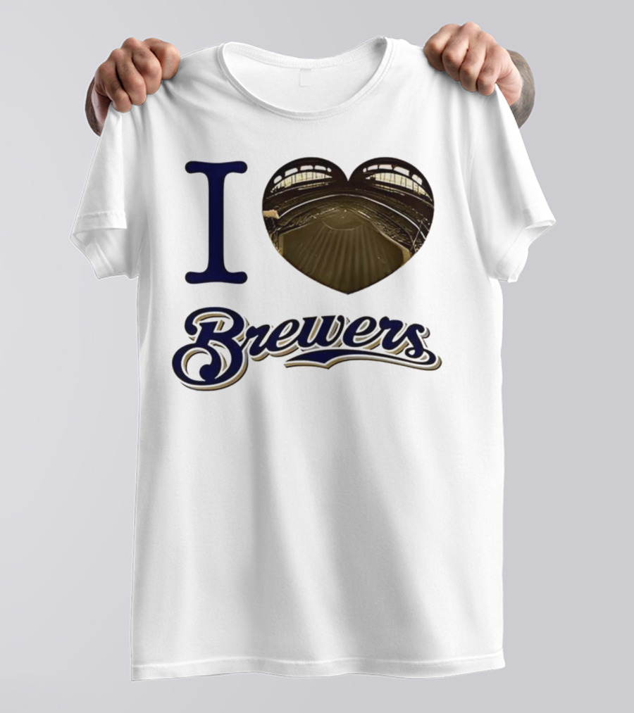 I Love Brewers Heart Stadium Milwaukee MLB T-Shirt