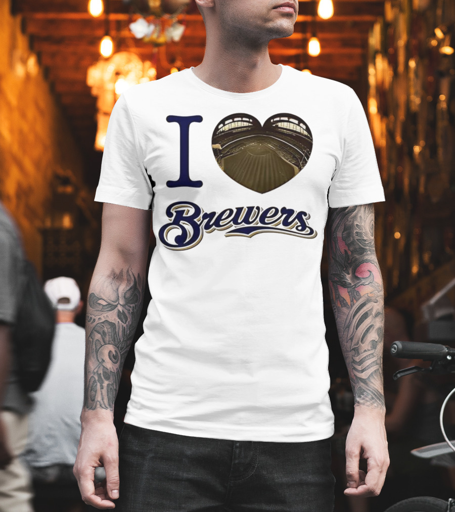 I Love Brewers Heart Stadium Milwaukee MLB T-Shirt