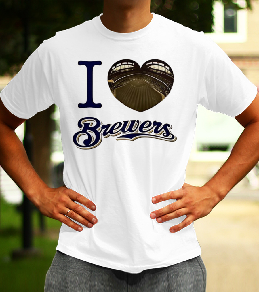 I Love Brewers Heart Stadium Milwaukee MLB T-Shirt
