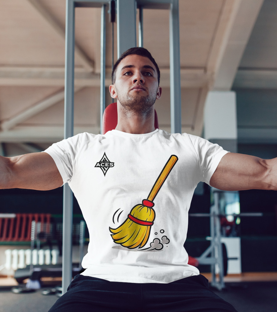 Las Vegas Aces Broom 2025 Championship Victory Sweep T-Shirt