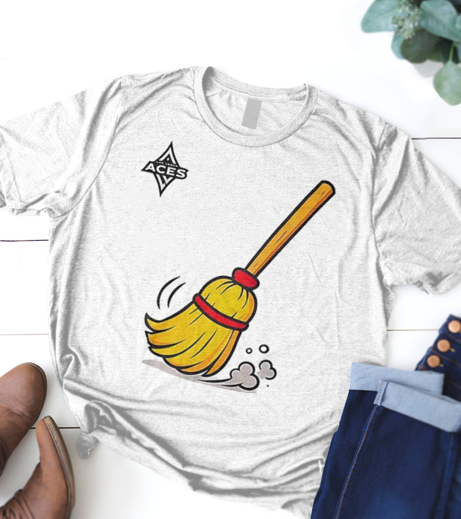 Las Vegas Aces Broom 2025 Championship Victory Sweep T-Shirt