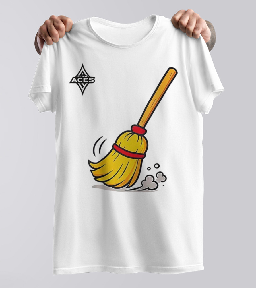 Las Vegas Aces Broom 2025 Championship Victory Sweep T-Shirt