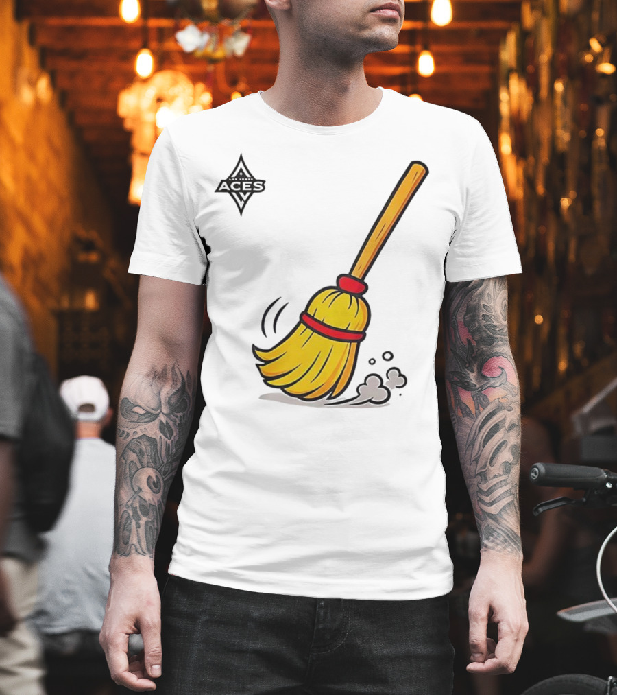 Las Vegas Aces Broom 2025 Championship Victory Sweep T-Shirt