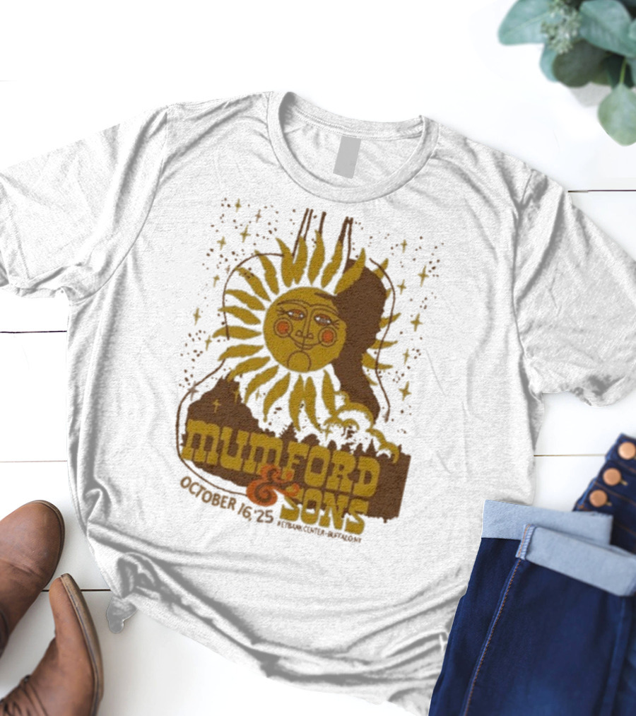 Mumford & Sons 2025 October 16 Pyramid Center Buffalo NY Sun Guitar T-Shirt