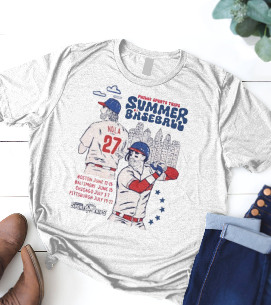 Philadelphia Phillies Aaron Nola Summer Baseball City Skyline T-Shirt
