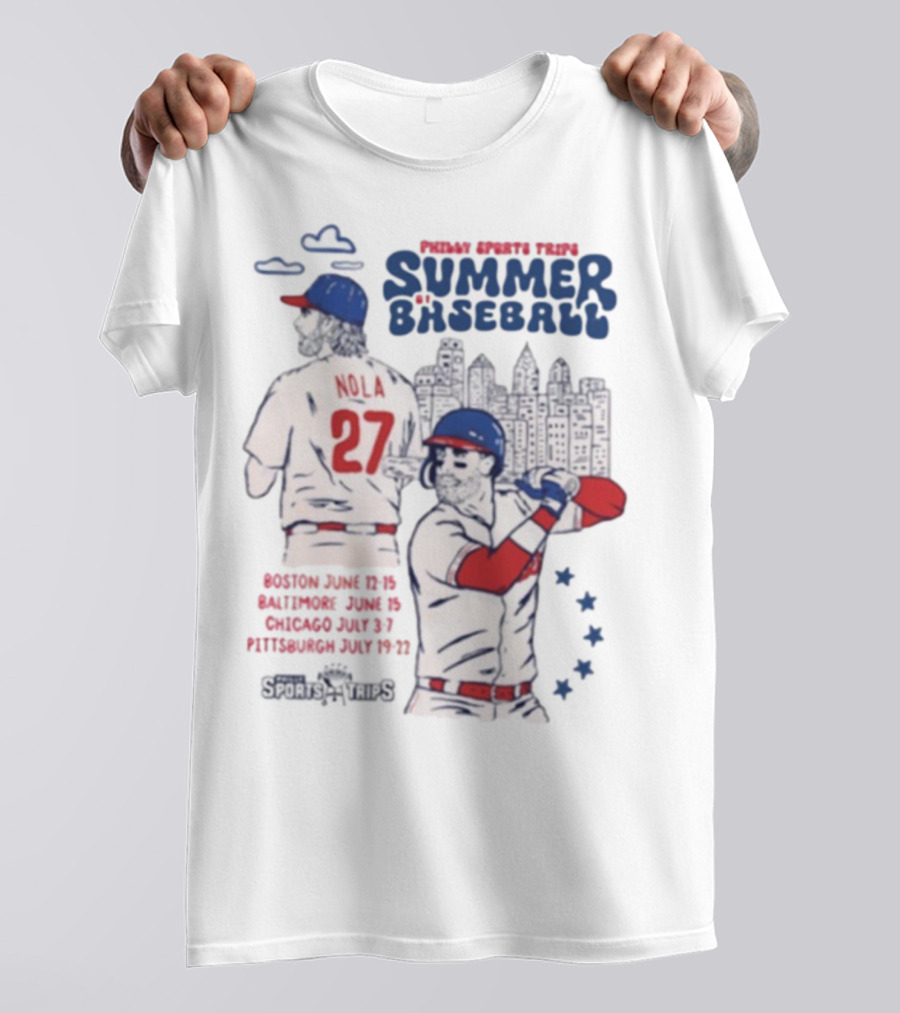 Philadelphia Phillies Aaron Nola Summer Baseball City Skyline T-Shirt