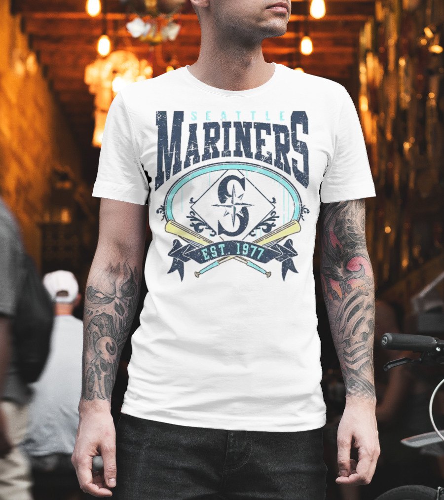 Seattle Mariners MLB Vintage 1977 Baseball Est S Compass Crossbats T-Shirt