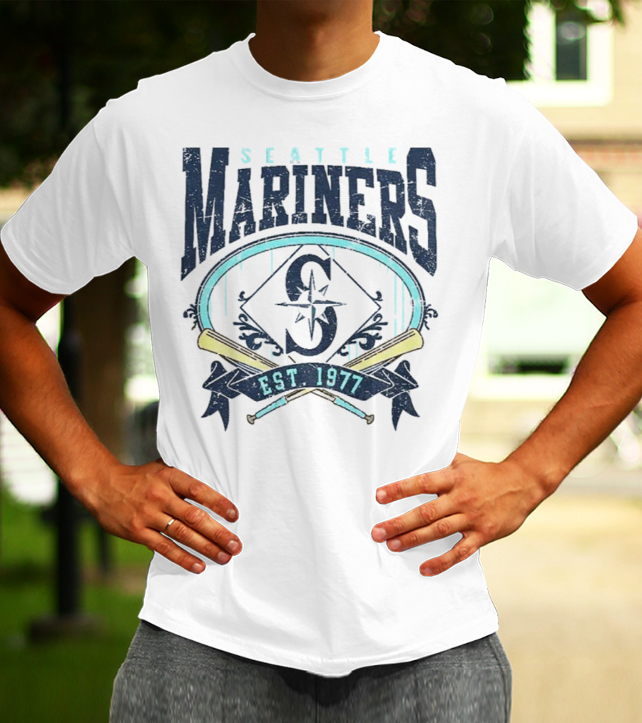 Seattle Mariners MLB Vintage 1977 Baseball Est S Compass Crossbats T-Shirt