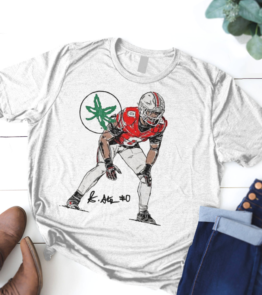 Sonny Styles Ohio State Buckeyes Football Number 0 Player With Signature And Leaf Symbol T-Shirt