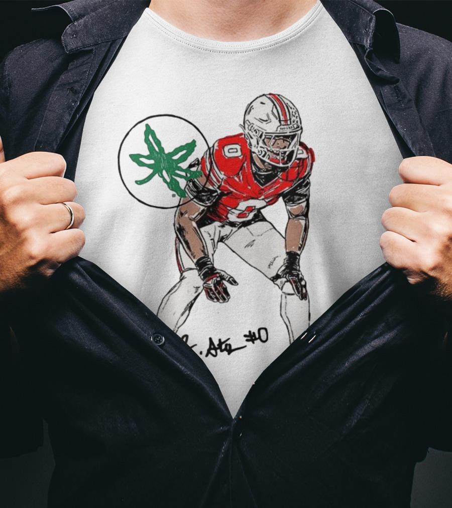 Sonny Styles Ohio State Buckeyes Football Number 0 Player With Signature And Leaf Symbol T-Shirt