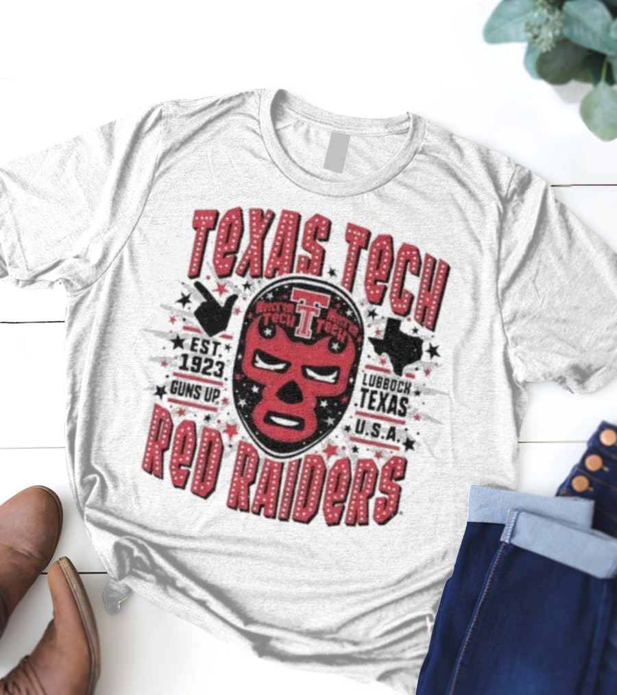 Texas Tech Red Raiders Lubbock Texas USA Luchador Mask Guns Up Est 1923 Iconic Symbol T-Shirt