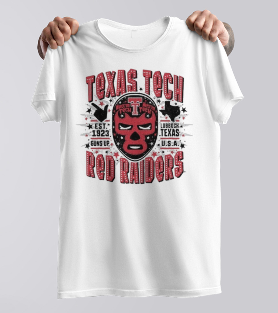 Texas Tech Red Raiders Lubbock Texas USA Luchador Mask Guns Up Est 1923 Iconic Symbol T-Shirt