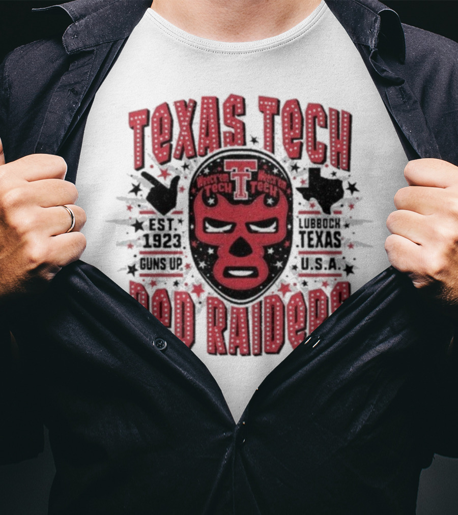 Texas Tech Red Raiders Lubbock Texas USA Luchador Mask Guns Up Est 1923 Iconic Symbol T-Shirt