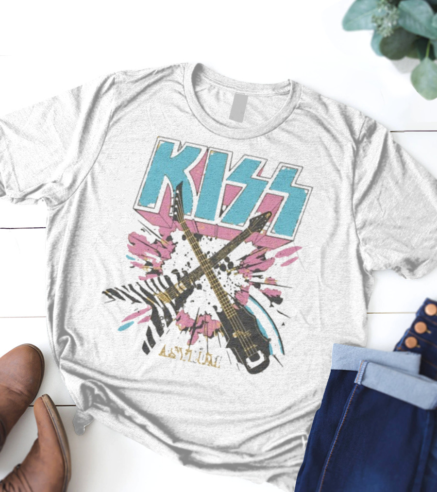 Kiss Asylum Crossed Guitars Burst Design T-Shirt