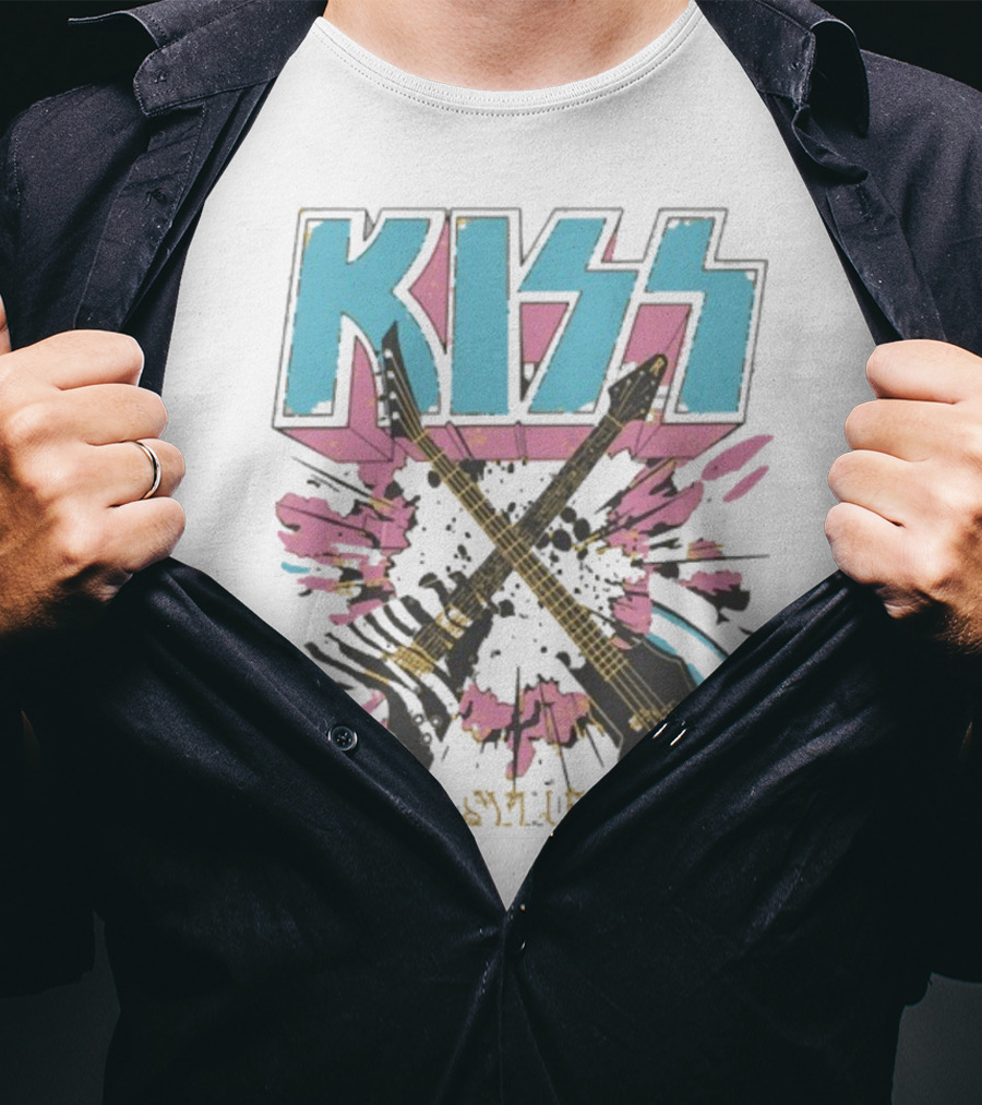 Kiss Asylum Crossed Guitars Burst Design T-Shirt