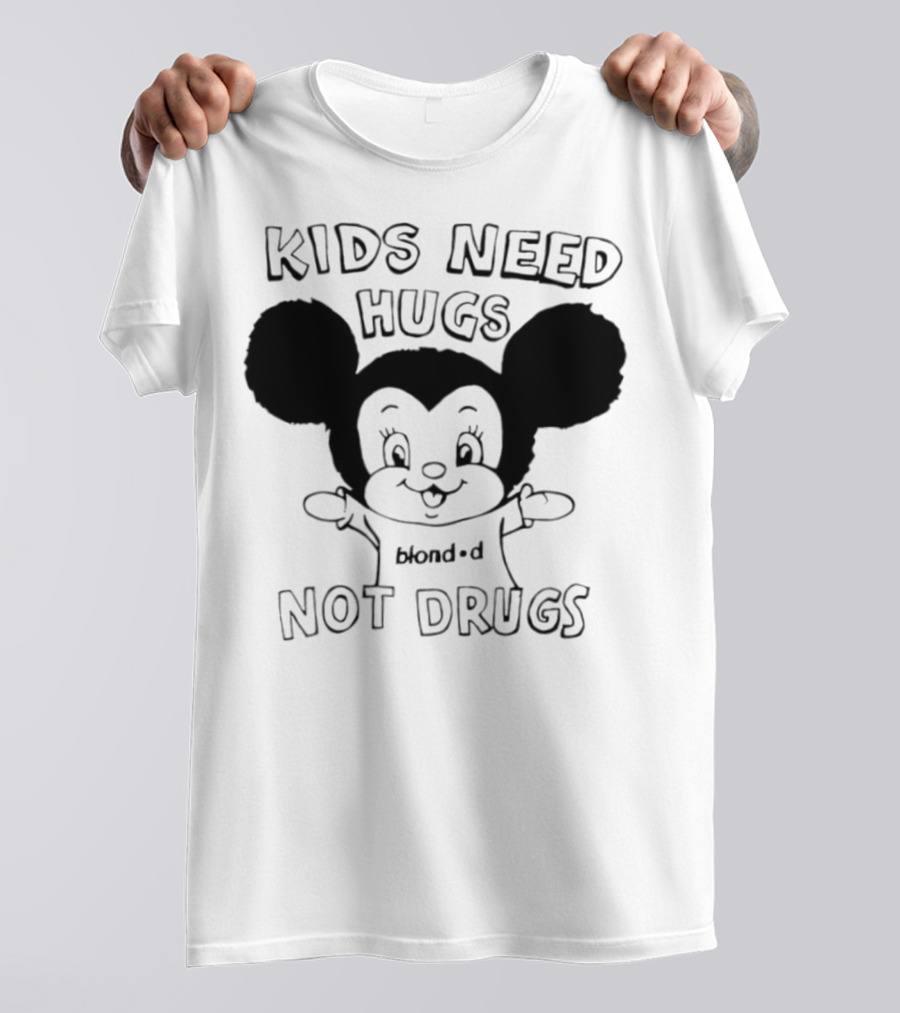 Kids Need Hugs Not Drugs Mouse Ears Cartoon Style T-Shirt