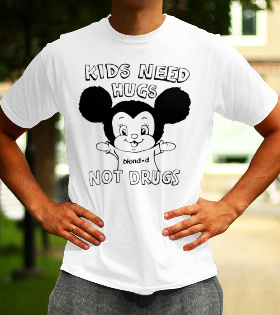 Kids Need Hugs Not Drugs Mouse Ears Cartoon Style T-Shirt