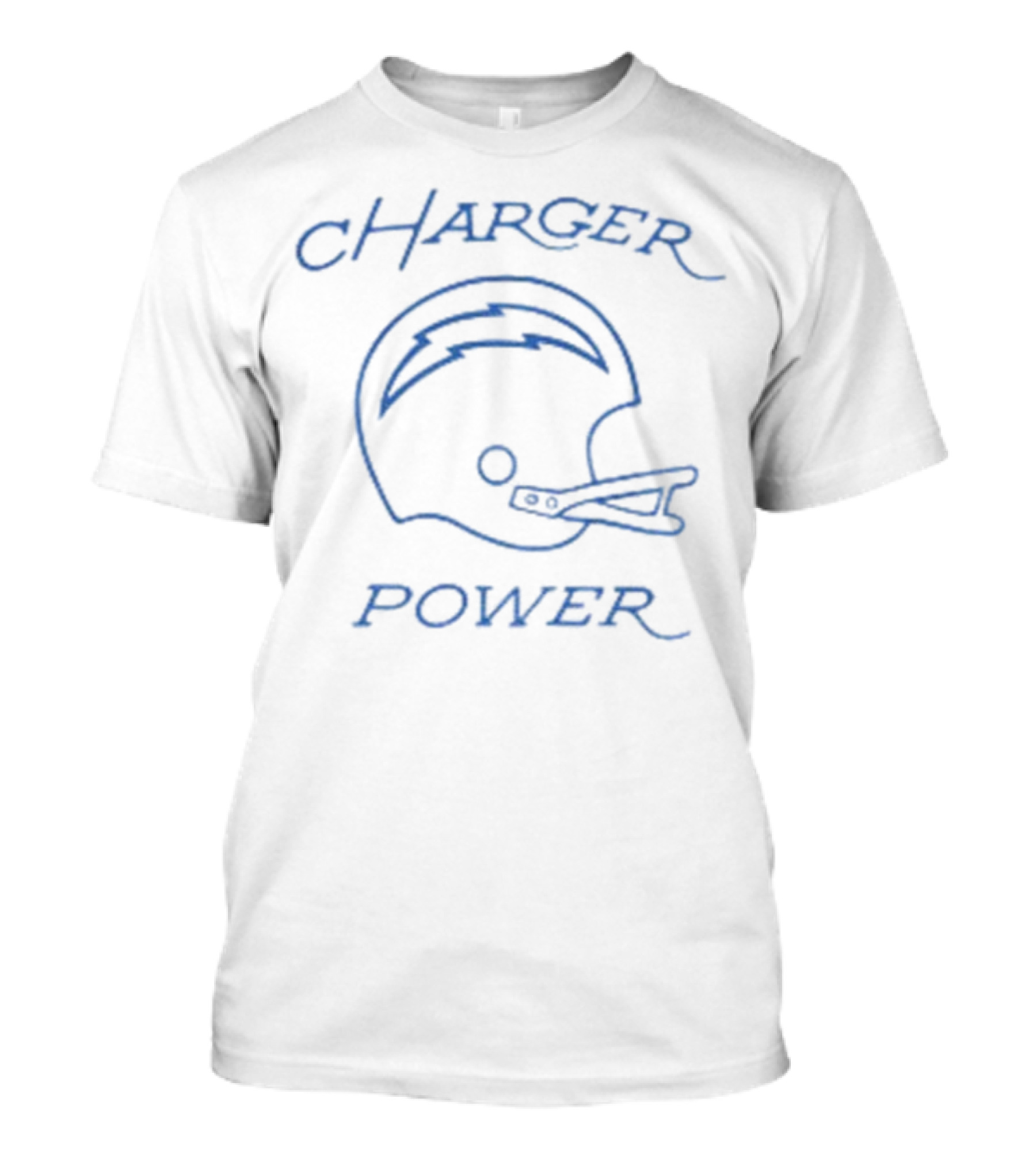 Los Angeles Chargers Helmet With Charger Power Text T-Shirt