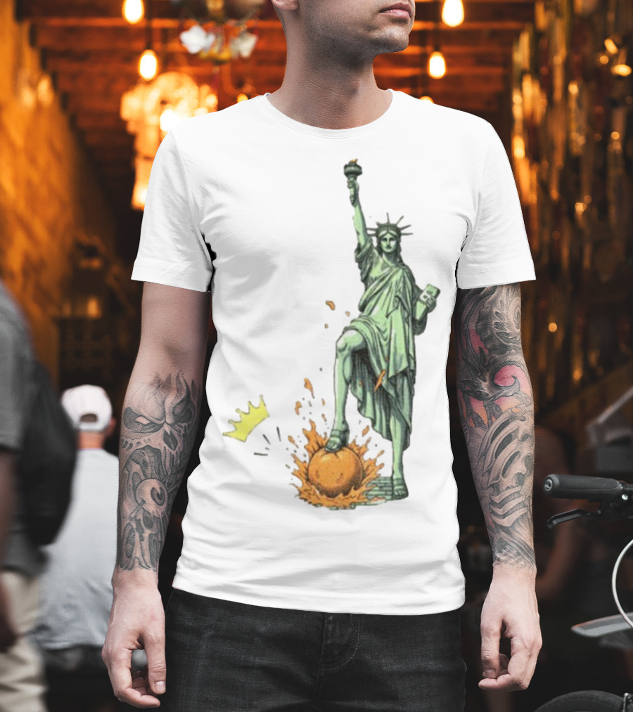 No Kings In America Statue Of Liberty Crown Orange Anti Trump Vintage T-Shirt