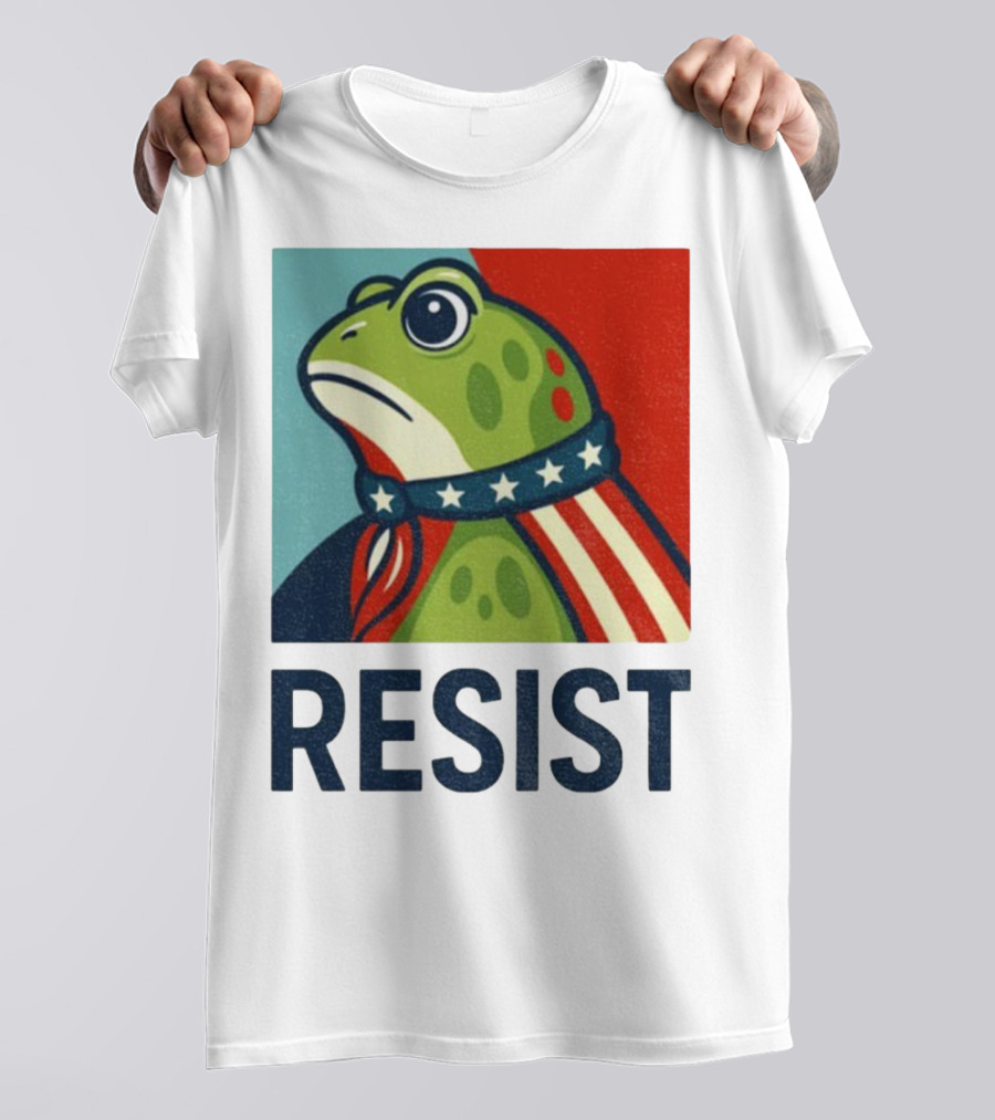 Resist Portland Frog Patriotic Stars And Stripes Retro Art T-Shirt
