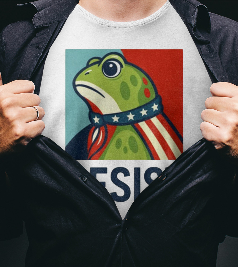 Resist Portland Frog Patriotic Stars And Stripes Retro Art T-Shirt