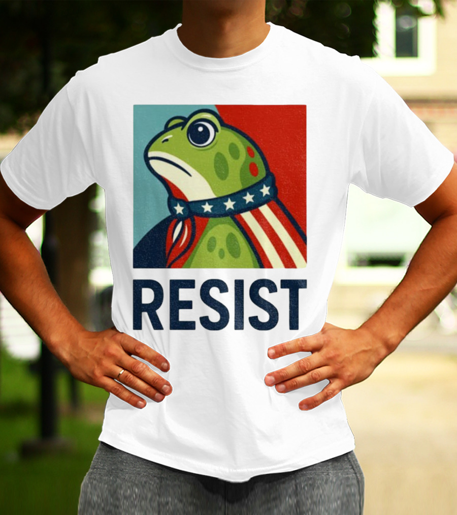 Resist Portland Frog Patriotic Stars And Stripes Retro Art T-Shirt