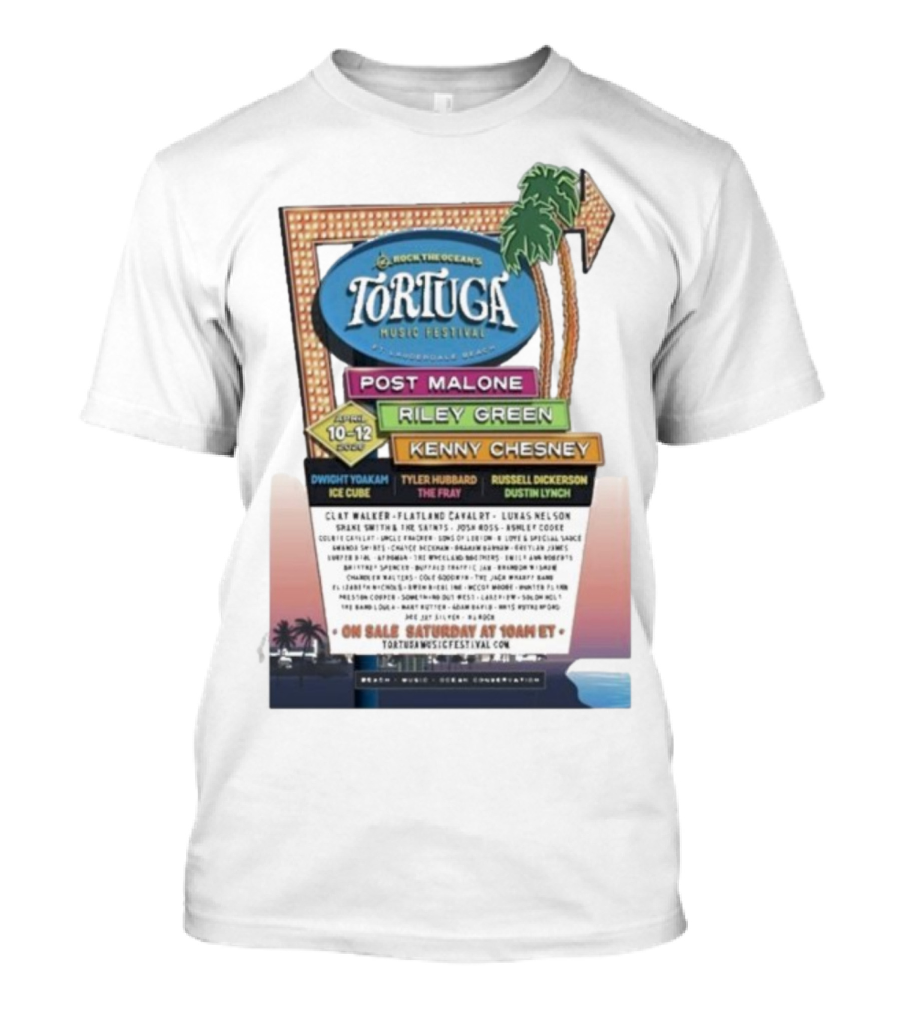 Rock The Ocean’s Tortuga Music Festival April 10 12 2026 Ft Lauderdale Beach Post Malone Riley Green Kenny Chesney T-Shirt