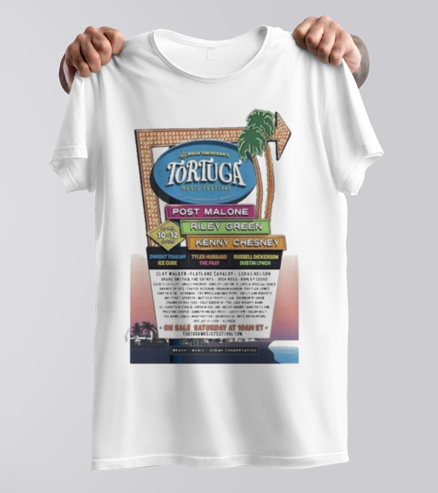 Rock The Ocean’s Tortuga Music Festival April 10 12 2026 Ft Lauderdale Beach Post Malone Riley Green Kenny Chesney T-Shirt