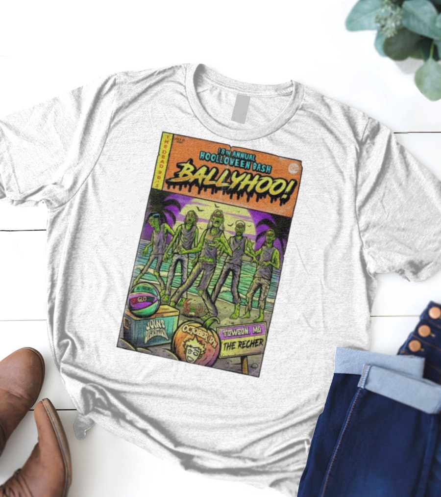 18th Annual Hoolloween Bash Ballyhoo October 17 2025 The Recher Towson MD Palm Trees Zombies T-Shirt