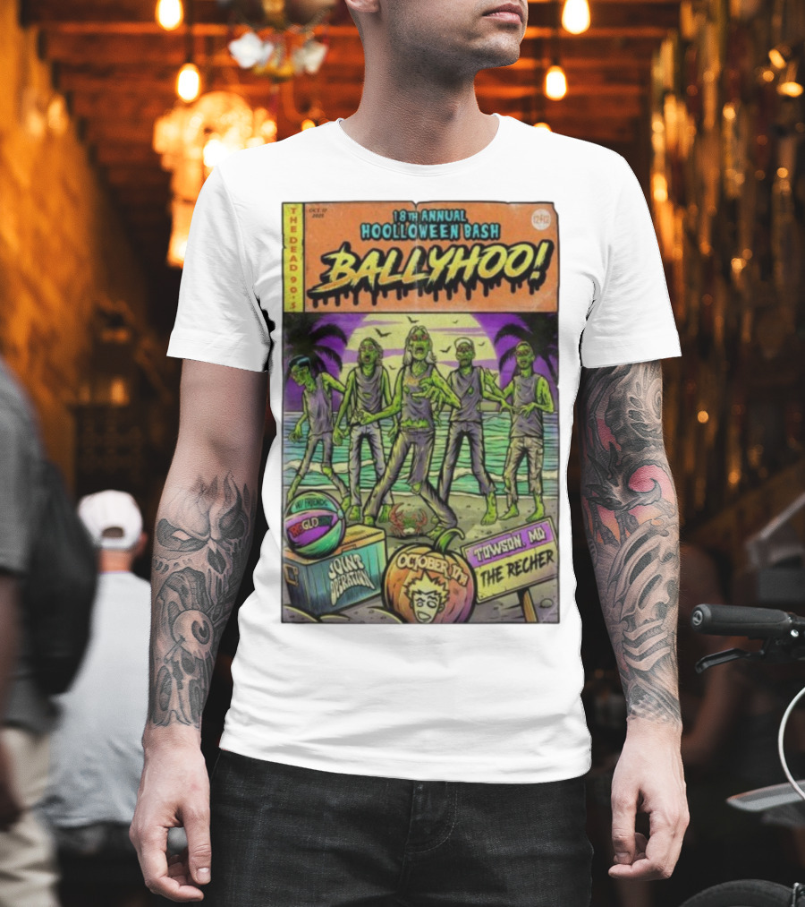 18th Annual Hoolloween Bash Ballyhoo October 17 2025 The Recher Towson MD Palm Trees Zombies T-Shirt