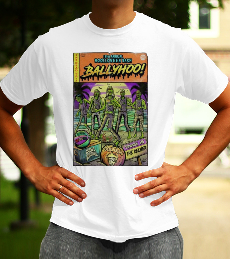 18th Annual Hoolloween Bash Ballyhoo October 17 2025 The Recher Towson MD Palm Trees Zombies T-Shirt