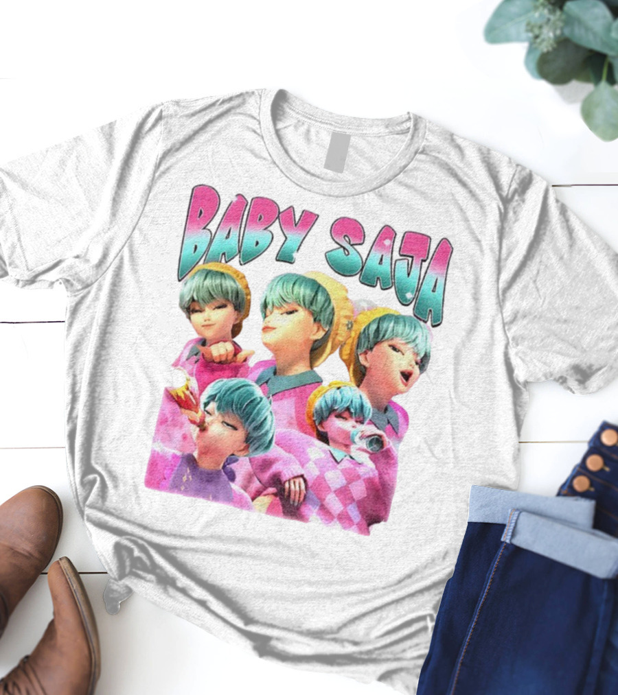 Baby Saja Drinking Soda Cool Anime Character Theme T-Shirt
