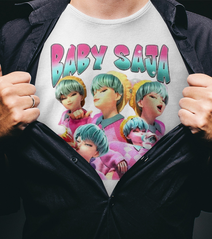 Baby Saja Drinking Soda Cool Anime Character Theme T-Shirt