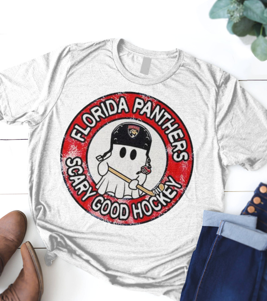 Florida Panthers Scary Good Hockey Ghost With Stick And Helmet T-Shirt